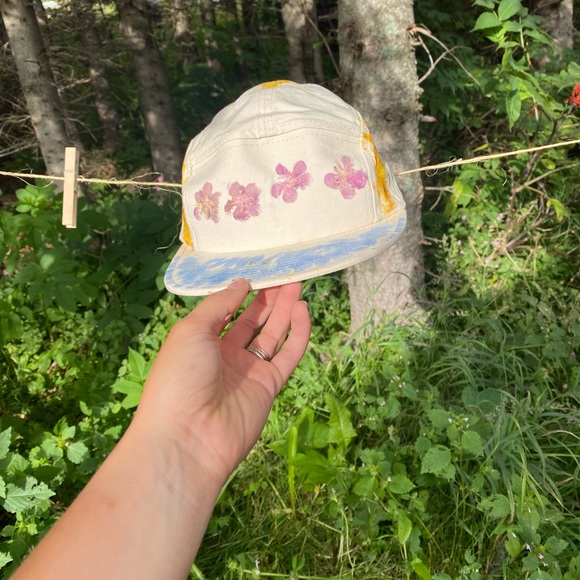 Eco dyed canvas/cotton 5 panel hat - Picture 1 of 4